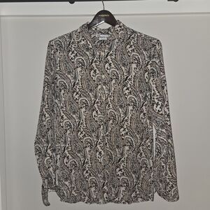 Zara Men's Black and White Paisley Shirt